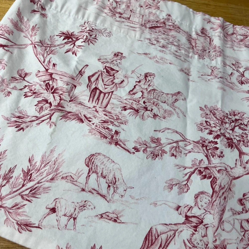 Vtg Country Curtains Red White‎ Toile Valance French Country Pastoral 52x19 USA